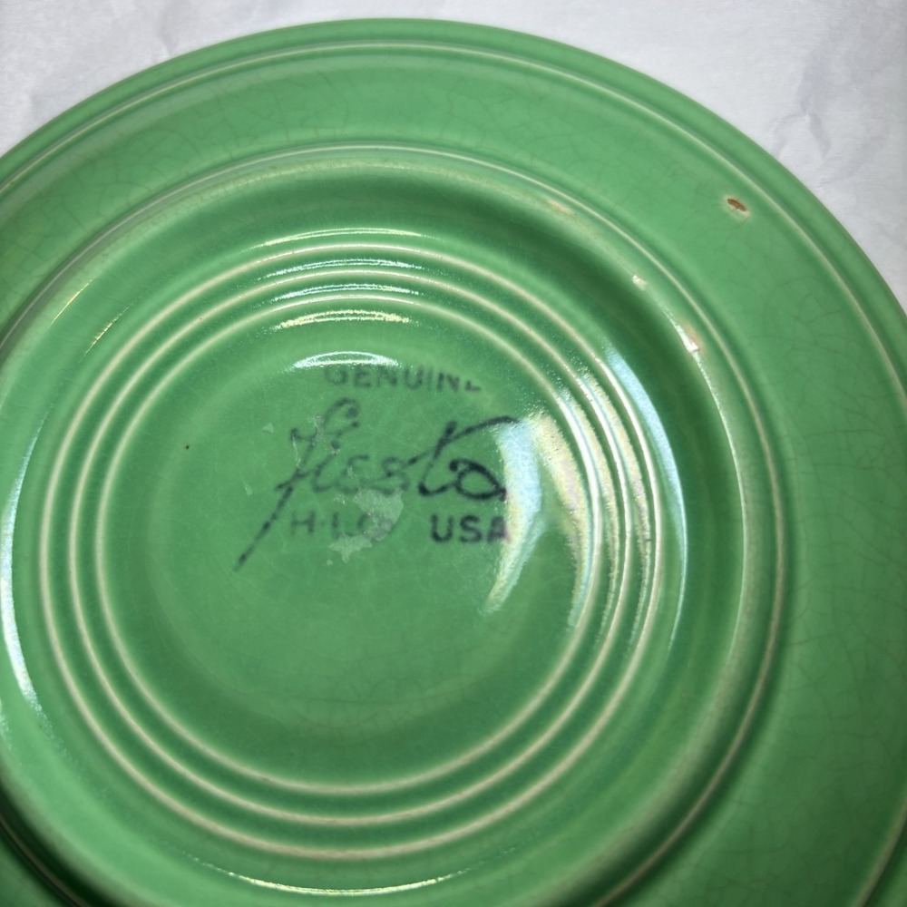 Vintage Fiestaware Fiesta 6" Saucer Forest Green Homer Laughlin - USA Made 1936- - Picture 6 of 6